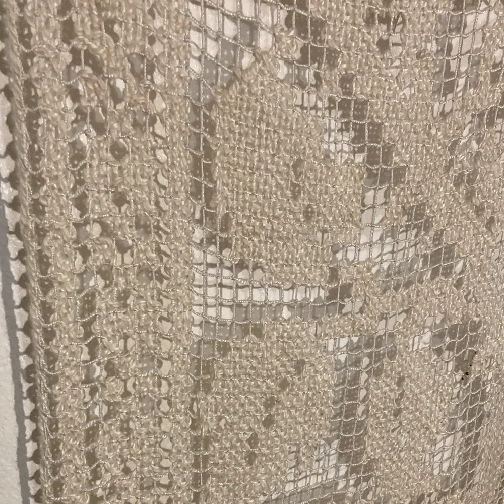 Woven fringed boho silk scarf for body or home 58 x 15”